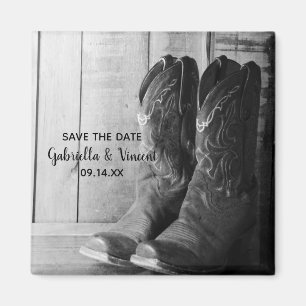 Rustic Cowboy Boots Country Wedding Save the Date Magnet