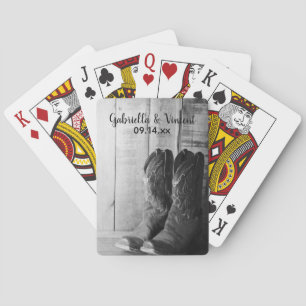 Rustic Cowboy Boots Country  Western Wedding Playing Cards