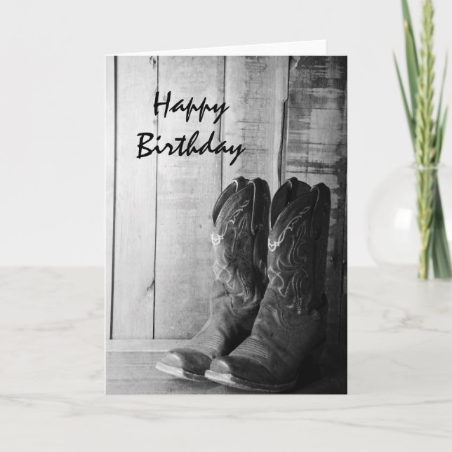 Rustic Cowboy Boots Happy Birthday Card (Front)