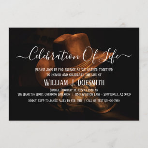 Rustic Cowboy Boots Hat Funeral Memorial Service Invitation