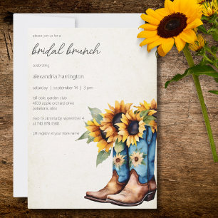 Rustic Cowboy Boots & Sunflowers Invitation