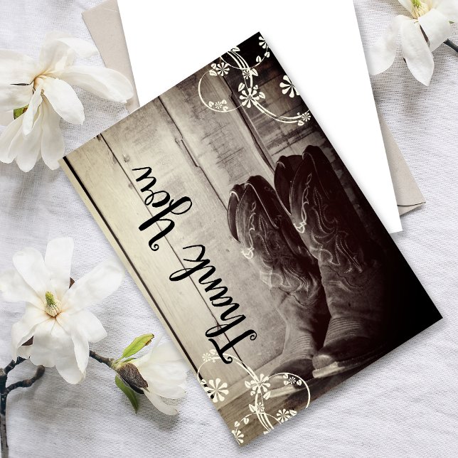 Rustic Cowboy Boots Western Floral Thank You (Creator Uploaded)