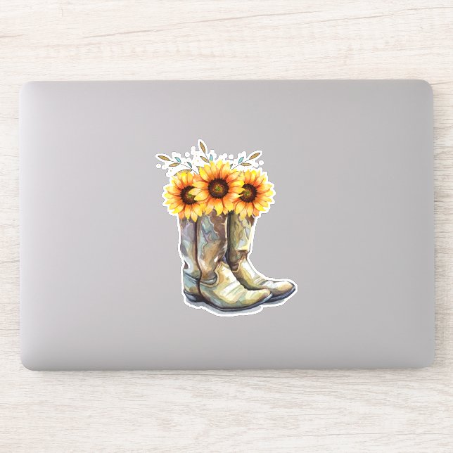 Rustic Cowboy Boots with Sunflowers (Computer)
