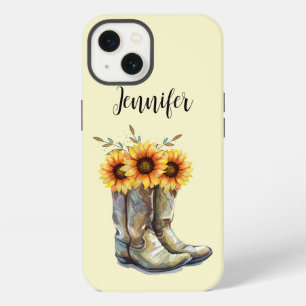Rustic Cowboy Boots with Sunflowers iPhone 13 Case