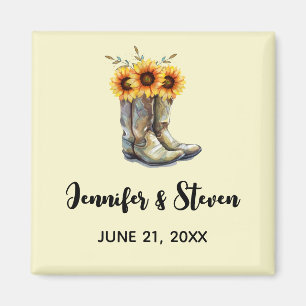 Rustic Cowboy Boots with Sunflowers Magnet