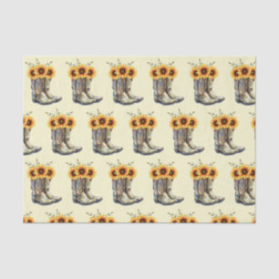 Rustic Cowboy Boots with Sunflowers Pattern Tissue Paper