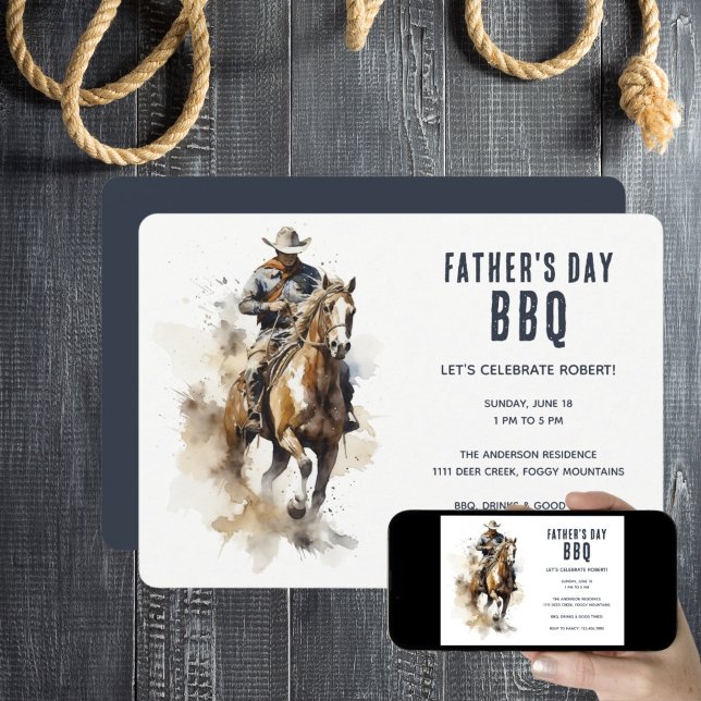 Rustic Cowboy Horse Country Father's Day BBQ Invitation (Creator Uploaded)