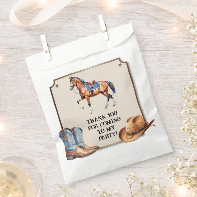 Rustic Cowboy Horseback Riding Birthday Party Favour Bag (Clipped)