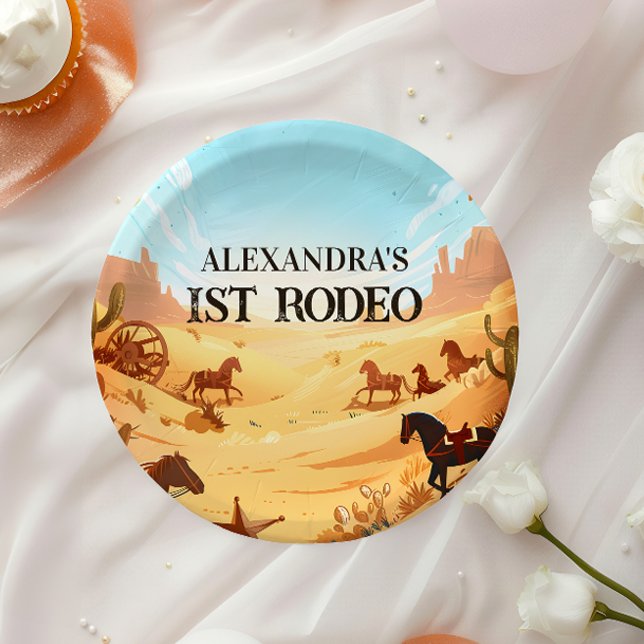 Rustic Cowboy Rodeo 1st Birthday Celebration Paper Plate (Creator Uploaded)