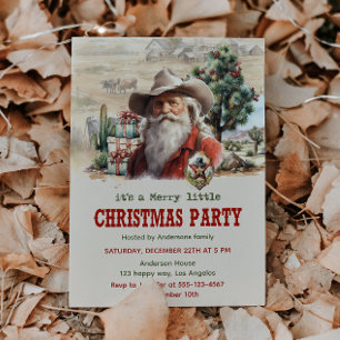 Rustic Cowboy Santa Christmas Party Invitation