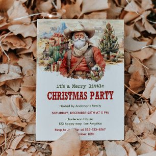 Rustic Cowboy Santa Western Christmas Party        Invitation
