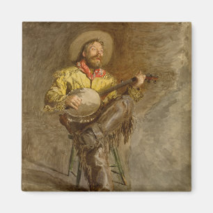 Rustic Cowboy Singing w Banjo in Old West Magnet