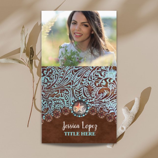 rustic cowboy trendy turquoise western country  business card (rustic cowboy trendy turquoise western country business card)