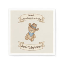 Rustic Cowboy Watercolor Boy Baby Shower Napkins