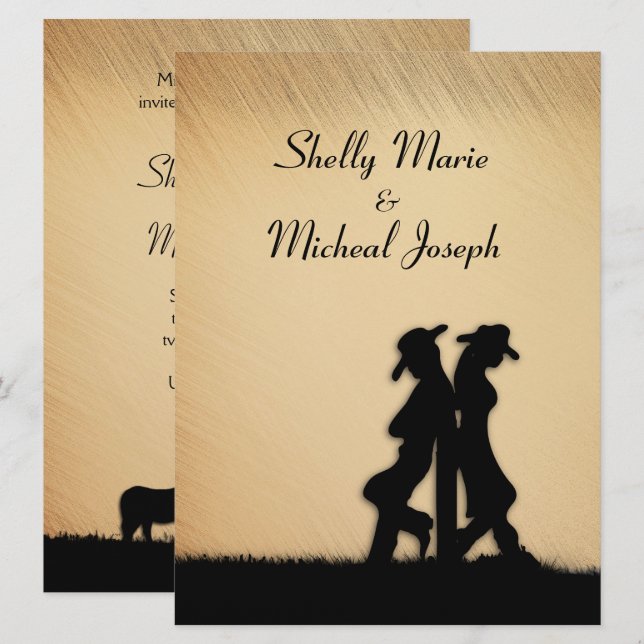 Rustic Cowboy Wedding Invitation (Front/Back)