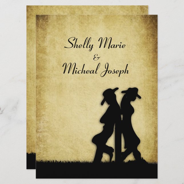 Rustic Cowboy Wedding Invitation (Front/Back)
