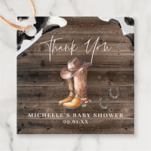 Rustic Cowboy Western Baby Shower Favour Tag