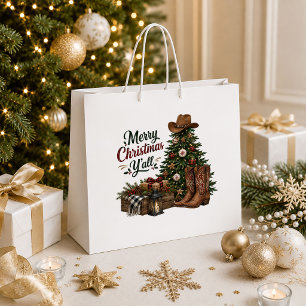 Rustic Cowboy Western Christmas Holiday Gift Bag