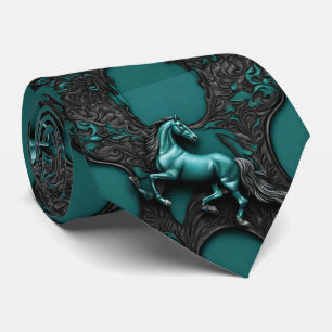 Rustic Cowboy Western Country Blue Teal Horse  Tie