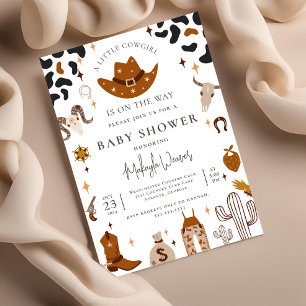 Rustic Cowboy Western Country Pink Baby Shower Invitation