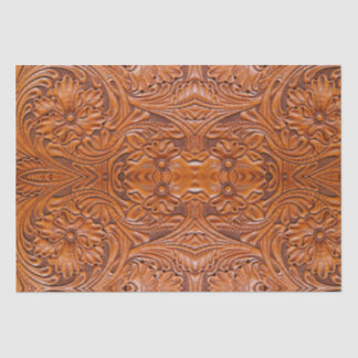 Rustic Cowboy Western Country Tooled Leather Print Tissue Paper