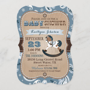 Rustic Cowboy Western Rocking Horse Baby Shower Invitation