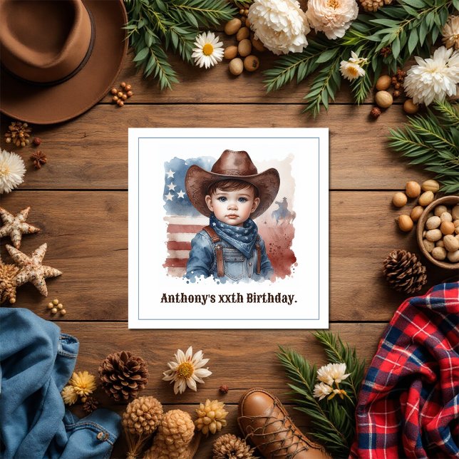 Rustic Cowboy Western Rodeo Birthday Party Napkin (Rustic Cowboy Western Rodeo Birthday Party Napkins)