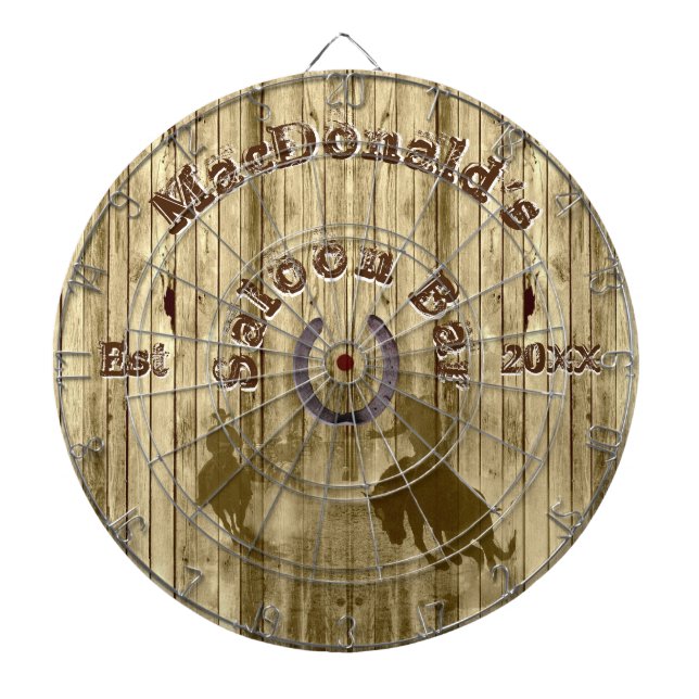 Rustic cowboys western saloon bar dartboard (Front)
