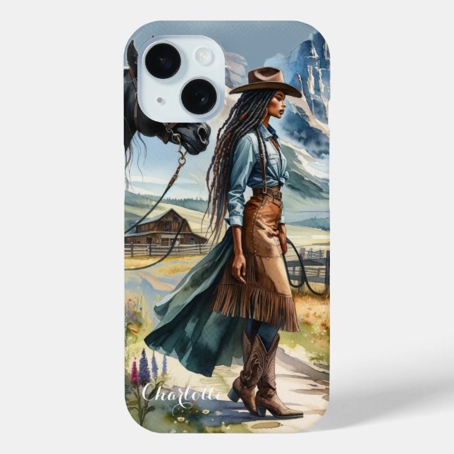 Rustic Cowgirl and Horse Personalised  Case-Mate iPhone Case (Back)