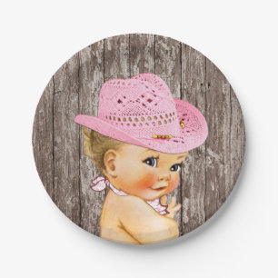 Rustic Cowgirl Baby Shower Paper Plate