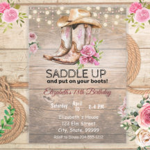 Rustic Cowgirl Birthday Invitation 