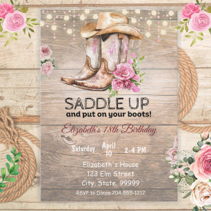 Rustic Cowgirl Birthday Invitation