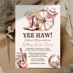 Rustic Cowgirl Boot Floral Western Bridal Shower Invitation