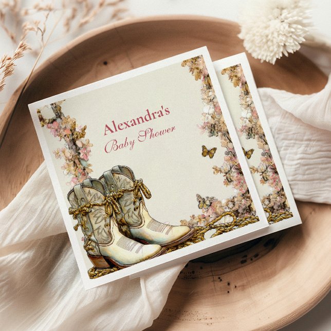 Rustic Cowgirl Boots Baby Shower Napkin (Creator Uploaded)
