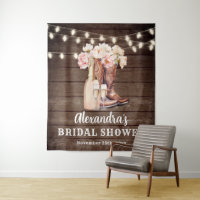 Rustic Cowgirl Boots Bubbly BRIDAL SHOWER Backdrop