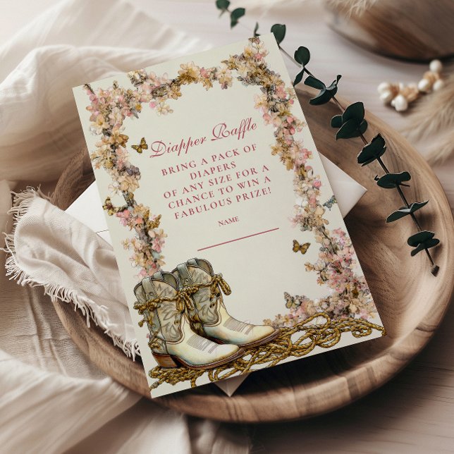 Rustic Cowgirl Boots Diapper Raffle  Enclosure Card (Creator Uploaded)