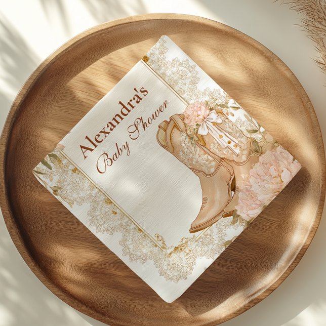 Rustic Cowgirl Boots Floral Baby Shower Napkin (Creator Uploaded)