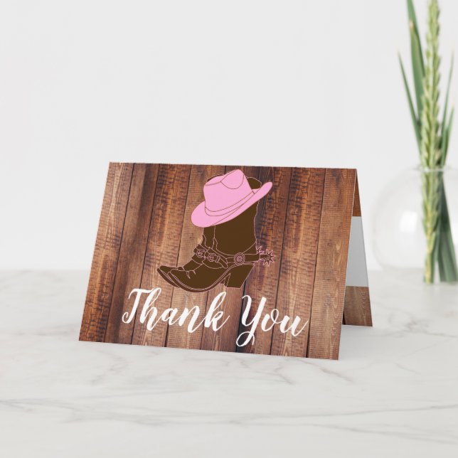Rustic Cowgirl Boots & Hat Thank You Card (Front)