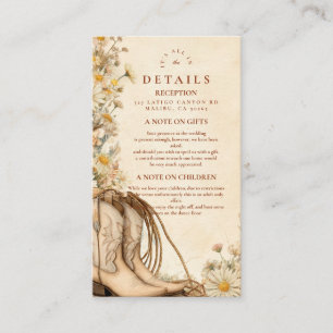 Rustic Cowgirl Boots Wildflower Wedding Enclosure Card