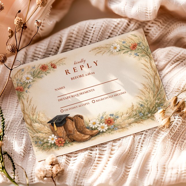 Rustic Cowgirl Graduation Party RSVP Card (Creator Uploaded)