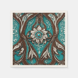 Rustic Cowgirl Teal Brown Country Western Party  Napkin