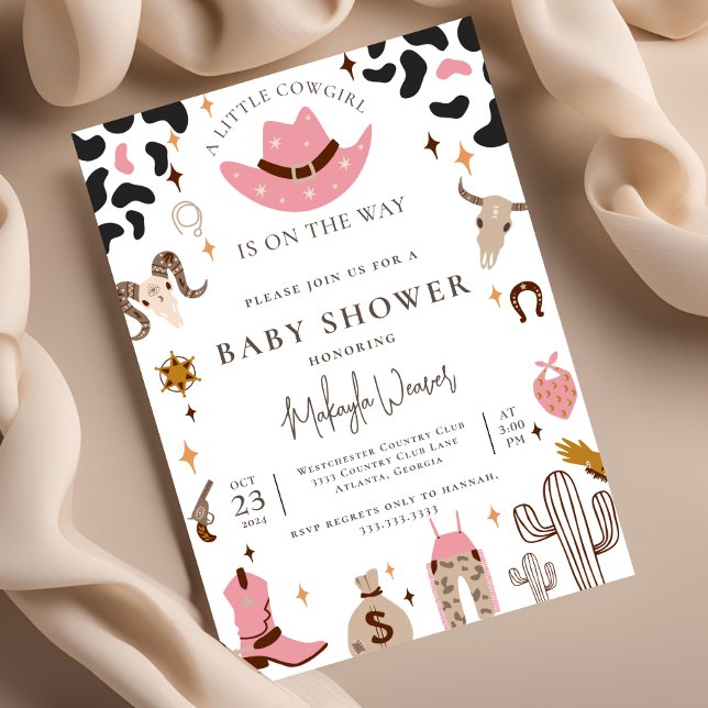 Rustic Cowgirl Western Country Pink Baby Shower  Invitation (Creator Uploaded)