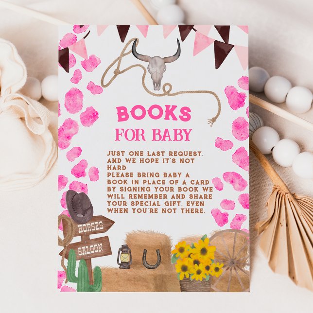 Rustic cowgirl western cow brown baby bring a book enclosure card (Creator Uploaded)