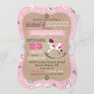 Rustic Cowgirl Western Rocking Horse Baby Shower Invitation