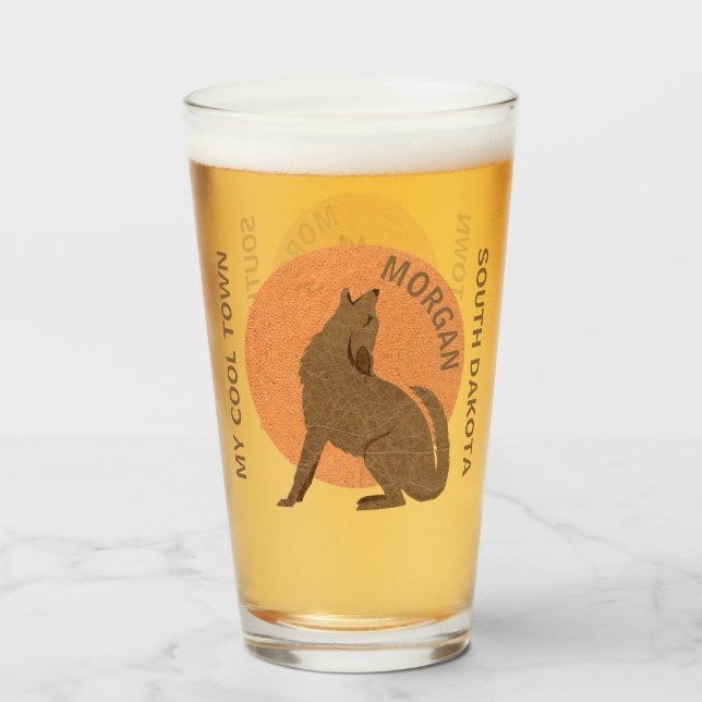 Rustic Coyote Faux Leather Cool Add Your State Glass (Front Filled)