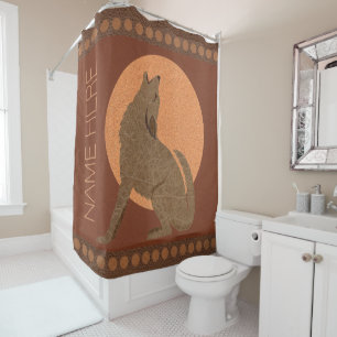 Rustic Coyote Southwest Faux Leather Home Decor Shower Curtain