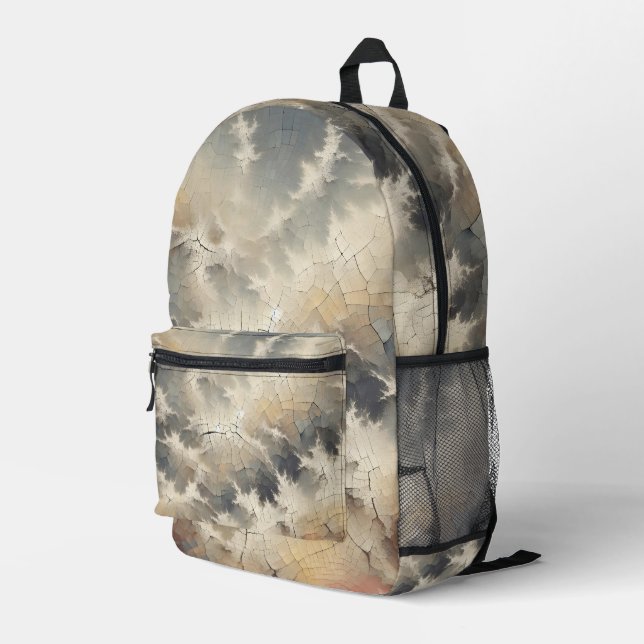 Rustic Crackle Abstract Printed Backpack (Back Corner Right)