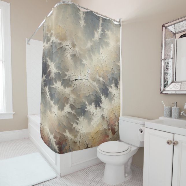 Rustic Crackle Abstract Shower Curtain (In Situ)