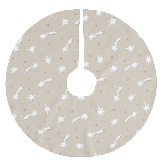 Rustic Craft Paper Christmas Star Pattern  Brushed Polyester Tree Skirt (Front)