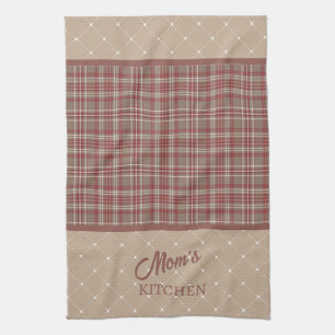 Rustic Cranberry, Dark Tan & White Plaid Tea Towel